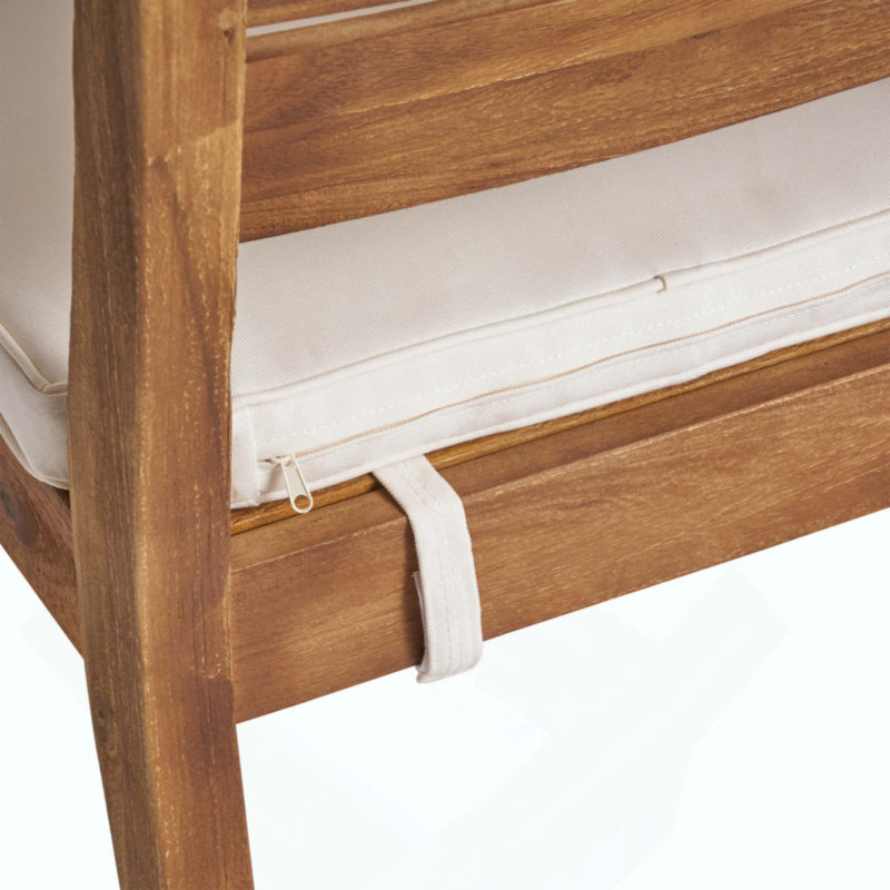 Ensemble de 2 chaises de salle à manger d'extérieur teintées au jet de sable avec coussin, Beige Cushion/Natural Frame