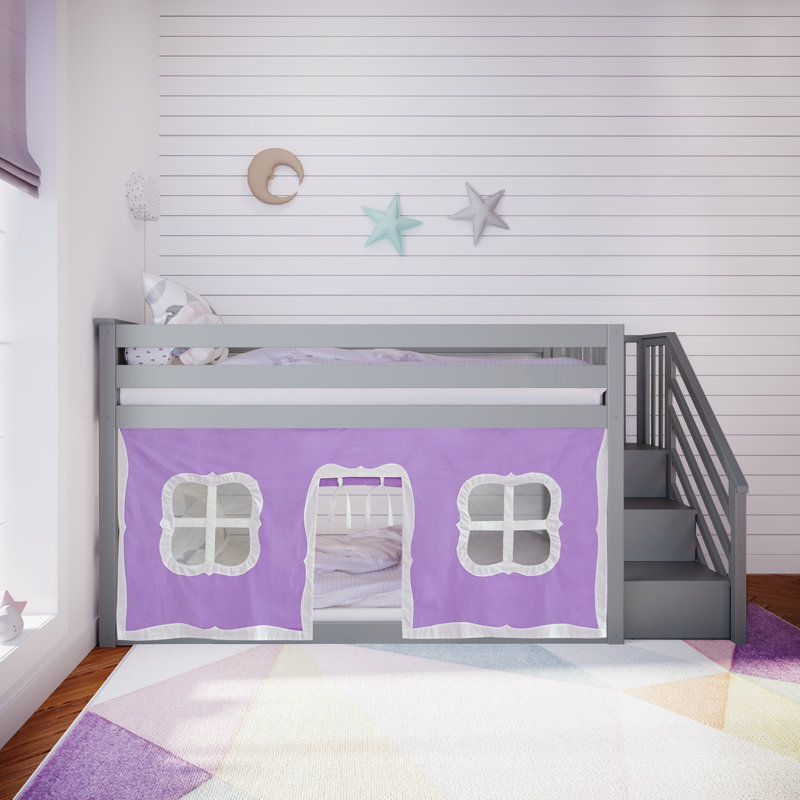  Lit superposé simple au-dessus de simple avec rideau Westhampton Kids, Mauve, Gris