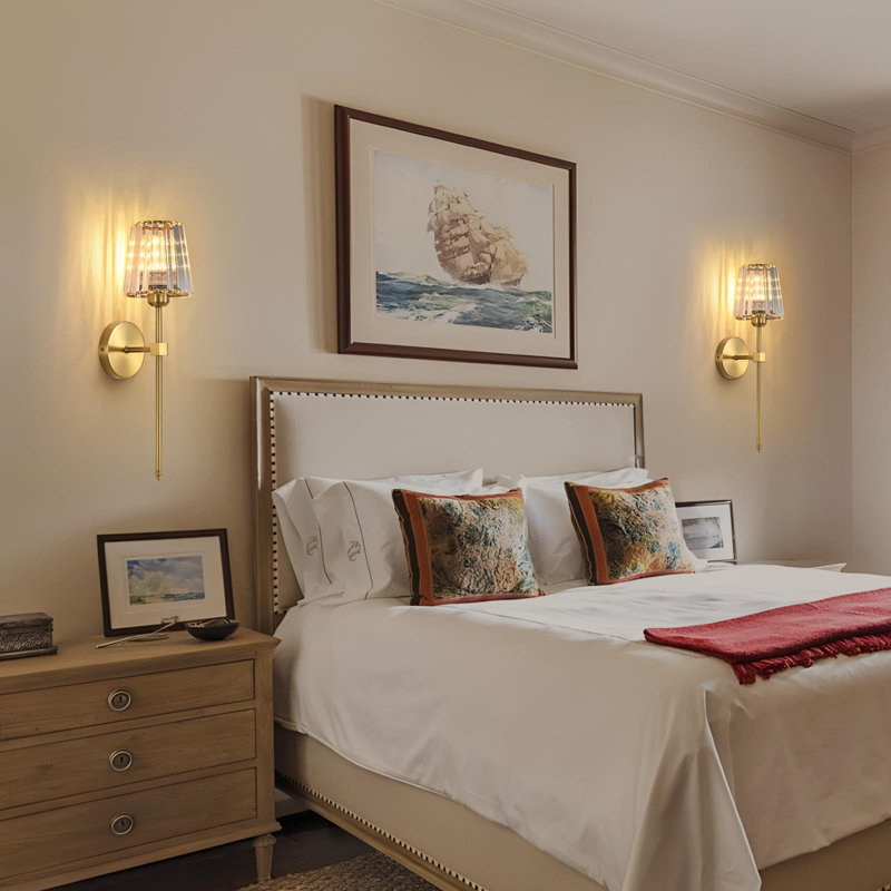 Wireless Wall Lamps with USB Rechargeable LED Bulbs, 12-Colour Dimmable Lighting & Remote Control, Gold