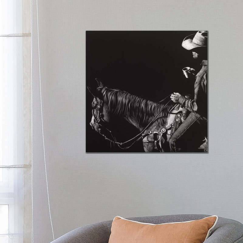 Cowboy Scratchboard by Julie T. Chapman - Wrapped Canvas Gallery-Wrapped Canvas Giclée, 66.04 cm H x 66.04 cm W x 3.175 cm D