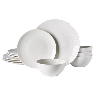  Service de table en porcelaine 12 pièces, blanc
