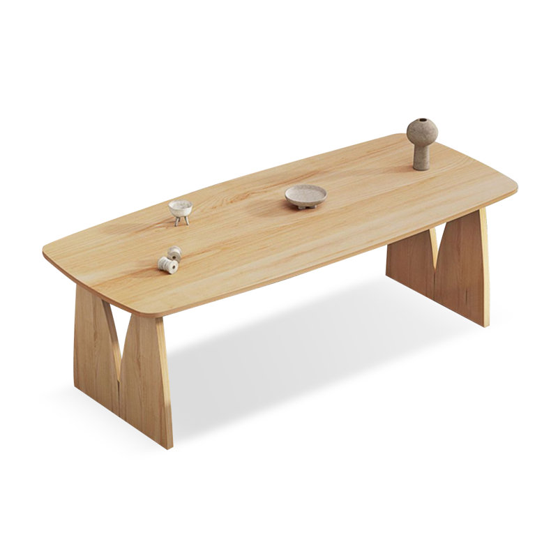 Rectangular Solid Wood Dining Table, Burlywood, 29.53"H x 94.49"L x 39.37"W