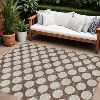 Tapis intérieur lavable à pois brun 8 pi x 10 pi