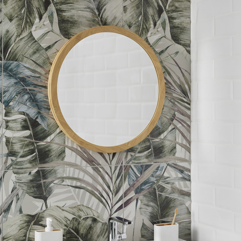 Caspar Wood Flat Wall Mirror, 60 cm H x 60 cm W