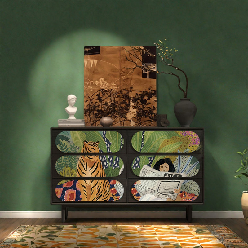 Solid Pine Six Drawer Storage Sideboard