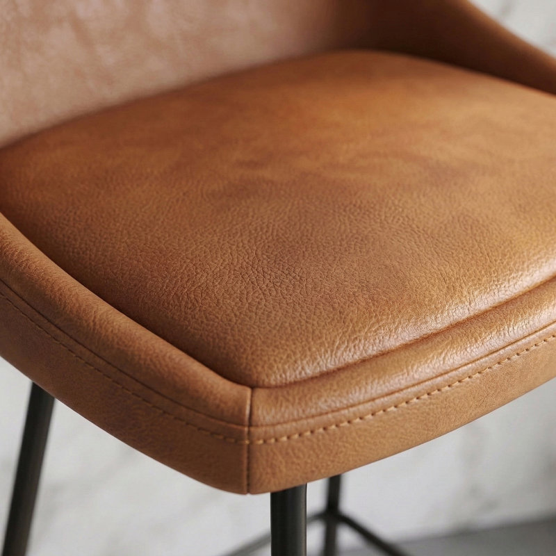 Tabouret de bar et de comptoir Holmes, Tabouret de bar (siège d’une hauteur de 29,5 po, Cuir végétal brun clair