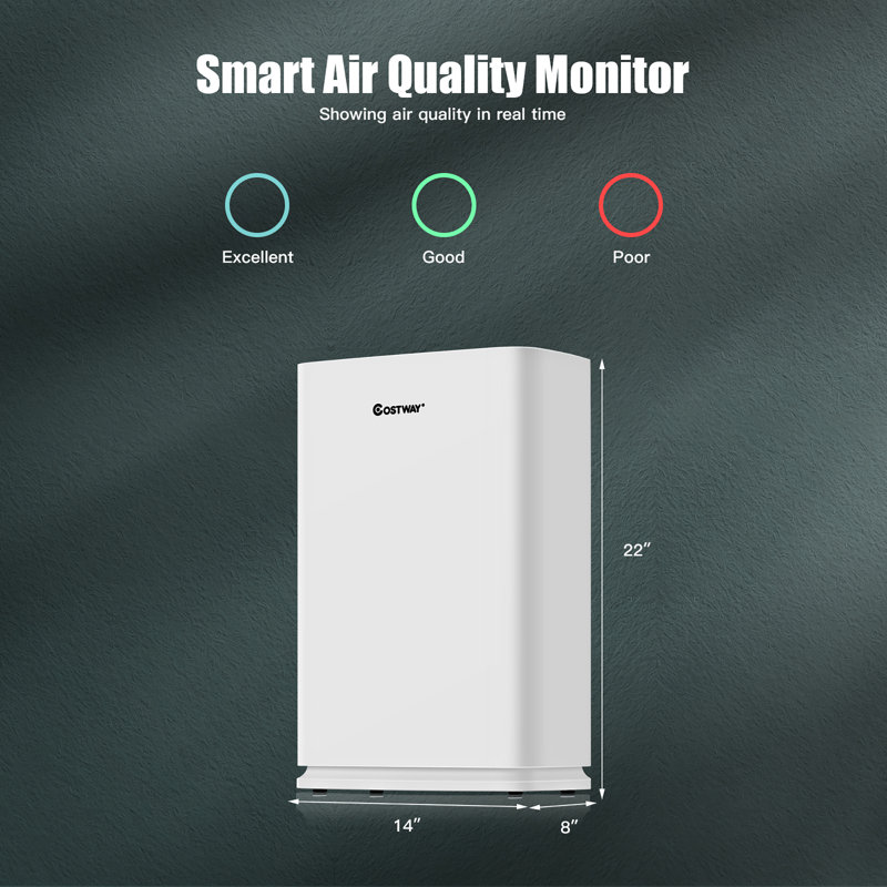 White HEPA Filter Console Air Purifier with Touch Control