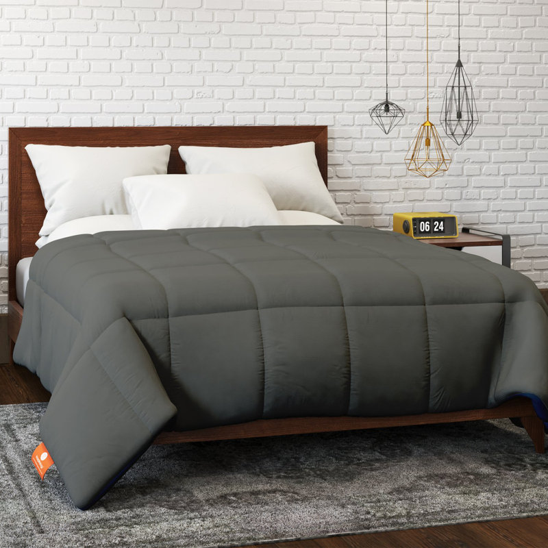 Édredon en duvet en microfibre hypoallergénique The Original Heavenly, Simple, Bleu/Gris