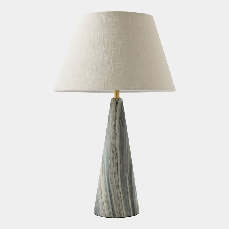 Conical Table Lamp, 33" H x 20" W x 20" D, White/Gray