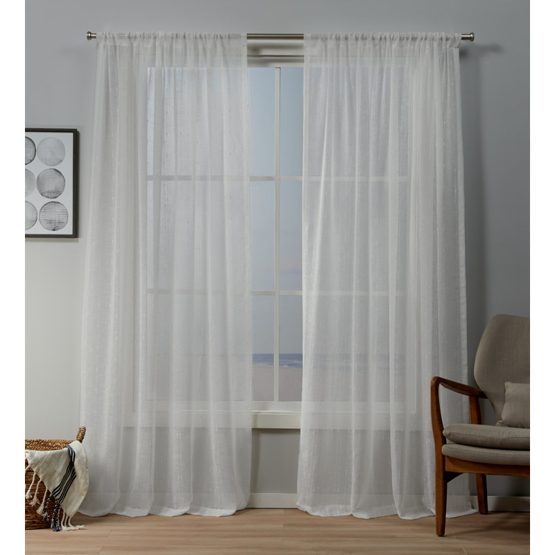 Noyes Sheer Curtain Pair, Snowflake, 54"W x 96"L