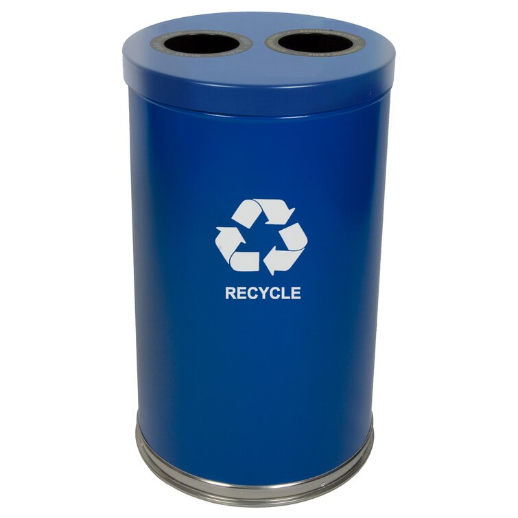 blue metal recycle bin