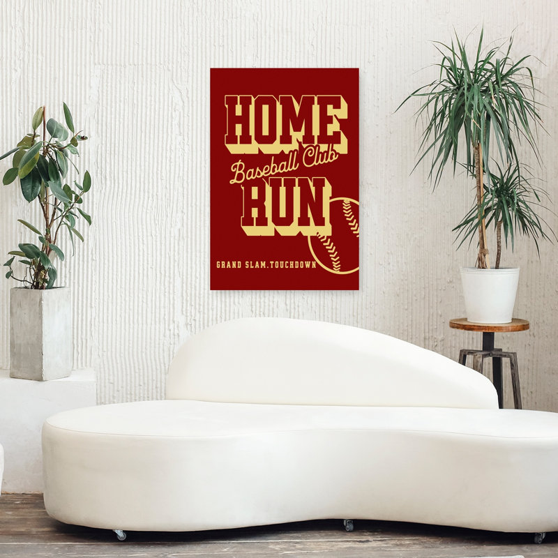 Home Run Baseball Club Red Contemporary Architecture Wall Art Print, 91.44cm H x 60.96cm W