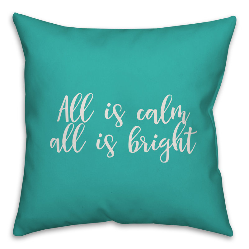  Coussin décoratif «All is Calm, All is Bright», Bleu sarcelle, Housse de coussin
