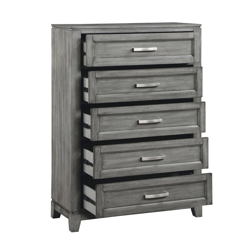 Commode de chambre grise, tiroirs gris