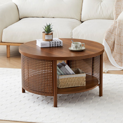 31.5'' Round Coffee Table With Shelf