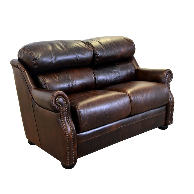Causeuse Sudipta, Cuir véritable vanille Burnham