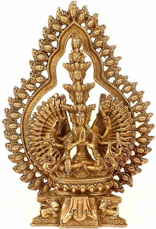 Bouddhiste tibétain Avalokiteshvara à mille bras assis