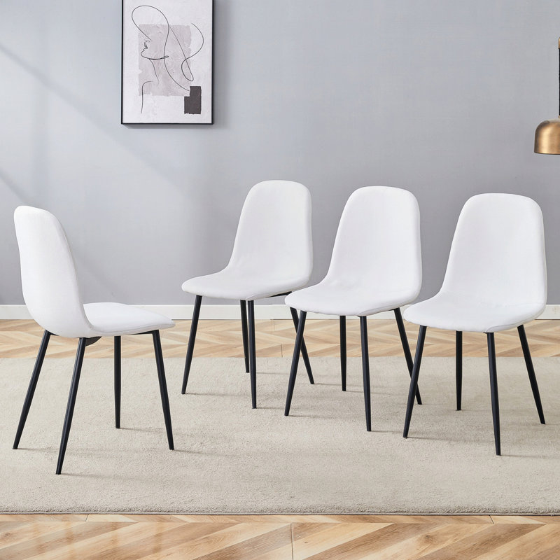Quatre chaises, chaises de salle à manger d'intérieur avec pieds en métal, Noir