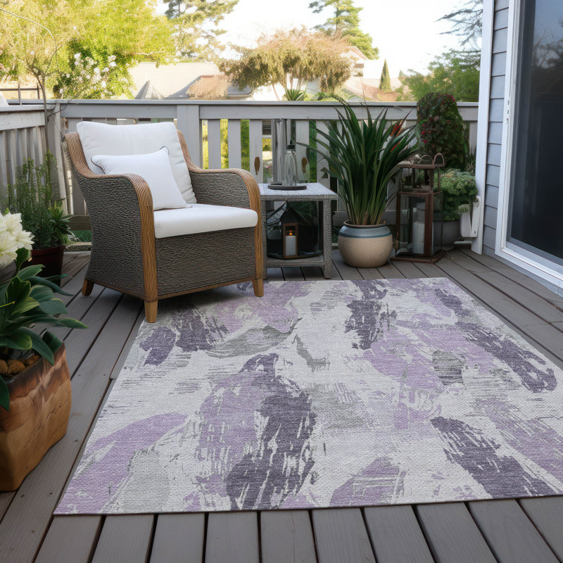 Motyfa Purple Washable Indoor-Outdoor Rug - LOOMLAN, 10' x 14'