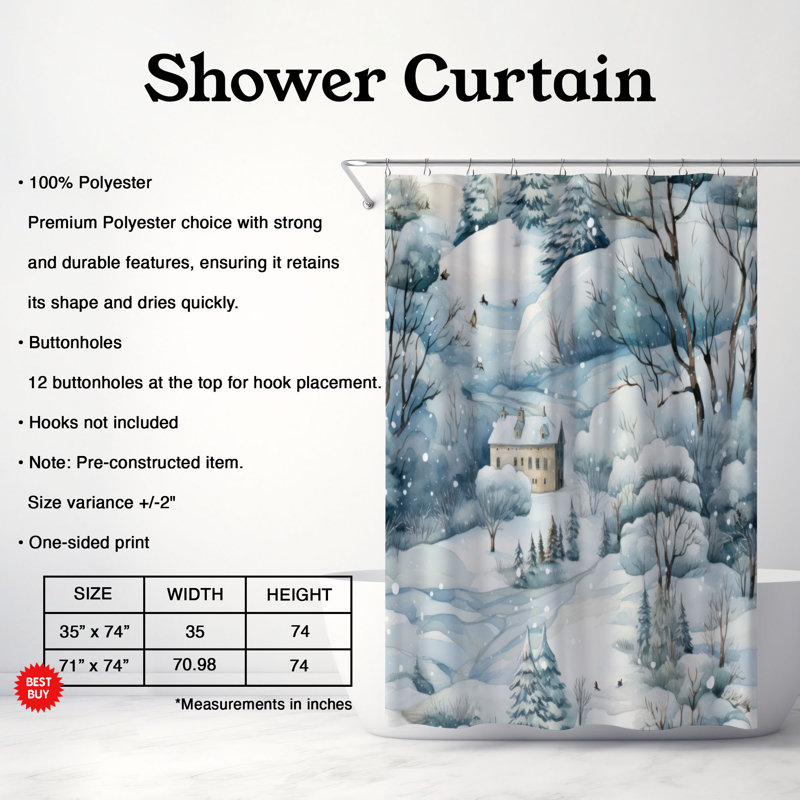 Rideau de douche Premium, H 74 po x l 71 po