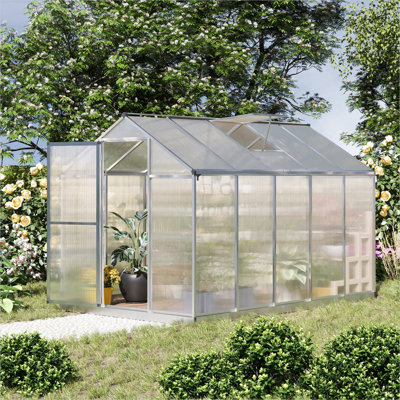 Serre argentée avec conception réglable pour l'espace extérieur, feuilles en aluminium et en polycarbonate de 120 x 72 x 76,8 po