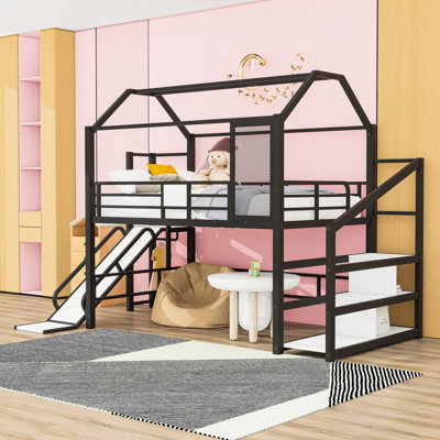 Lit mezzanine avec glissade et escalier House