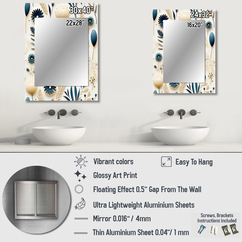 Hayfa - Traditional Rectangular Wall Mirror, 32 po x 24 po