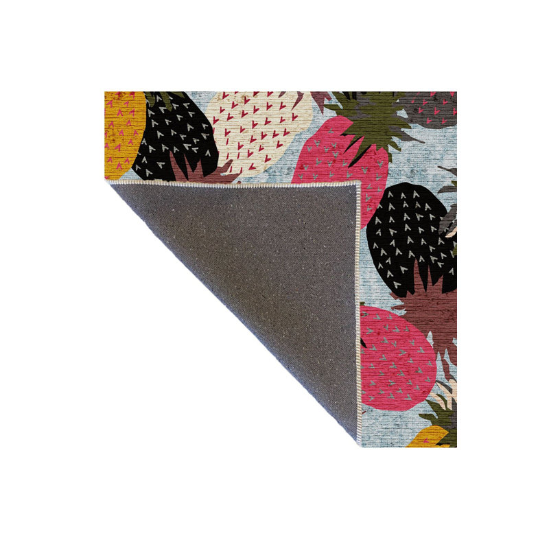 Tapis décoratif multicolore à motif d'ananas lavable à la machine, Sous-tapis rectangulaire de 3 pi 3 po x 4 pi 11 po