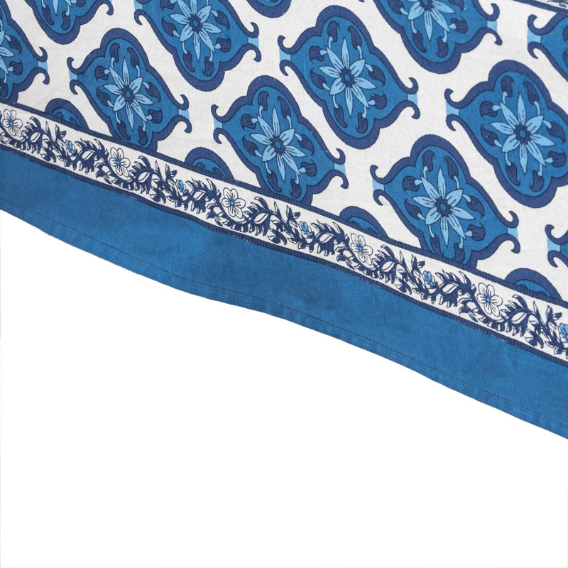 Azulejo Rectangle Cotton Tablecloth, 128" x 71"