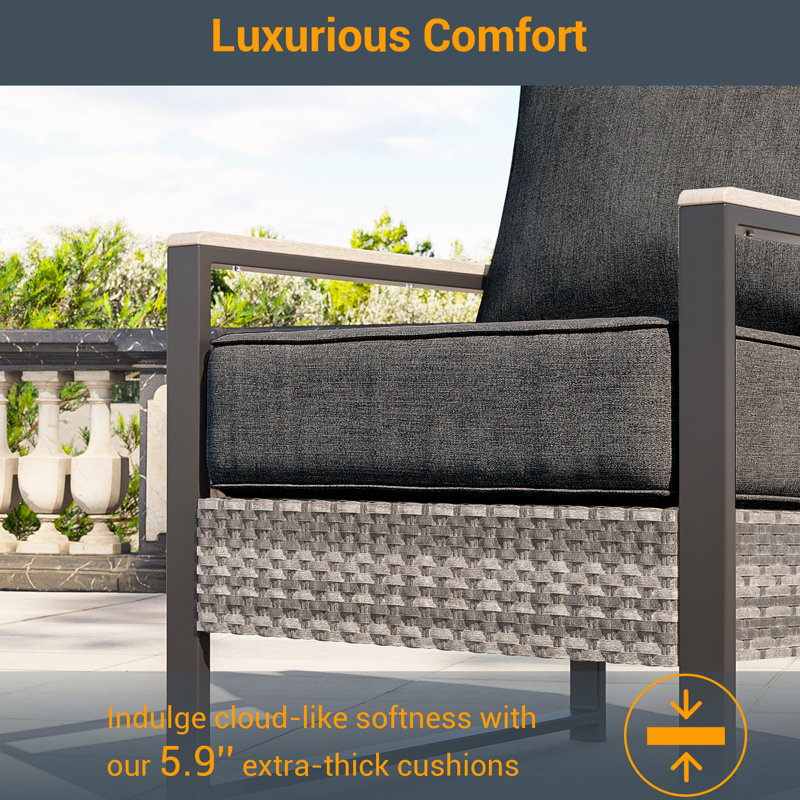Ensemble de canapé de patio avec repose-pieds 3 pièces Ravsten, Noir gris