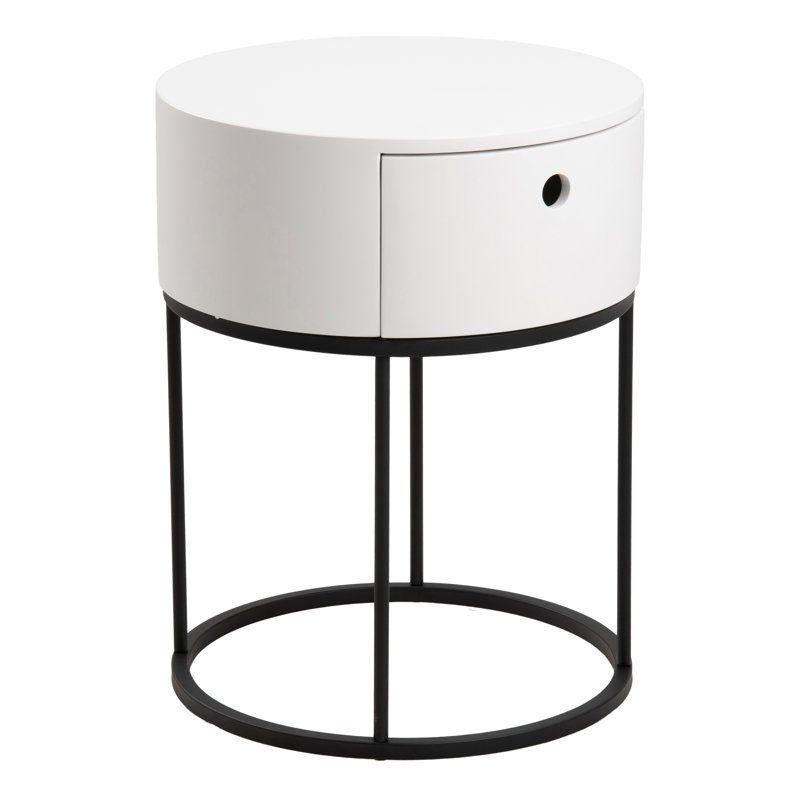 40cm W Manufactured Wood Bedside Table, White/Black
