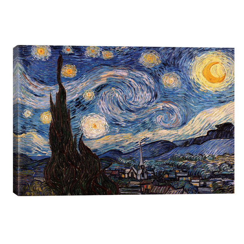 The Starry Night by Vincent Van Gogh - Print on Canvas, Wrapped Canvas, 66.04 cm H x 45.72 cm W x 1.91 cm D