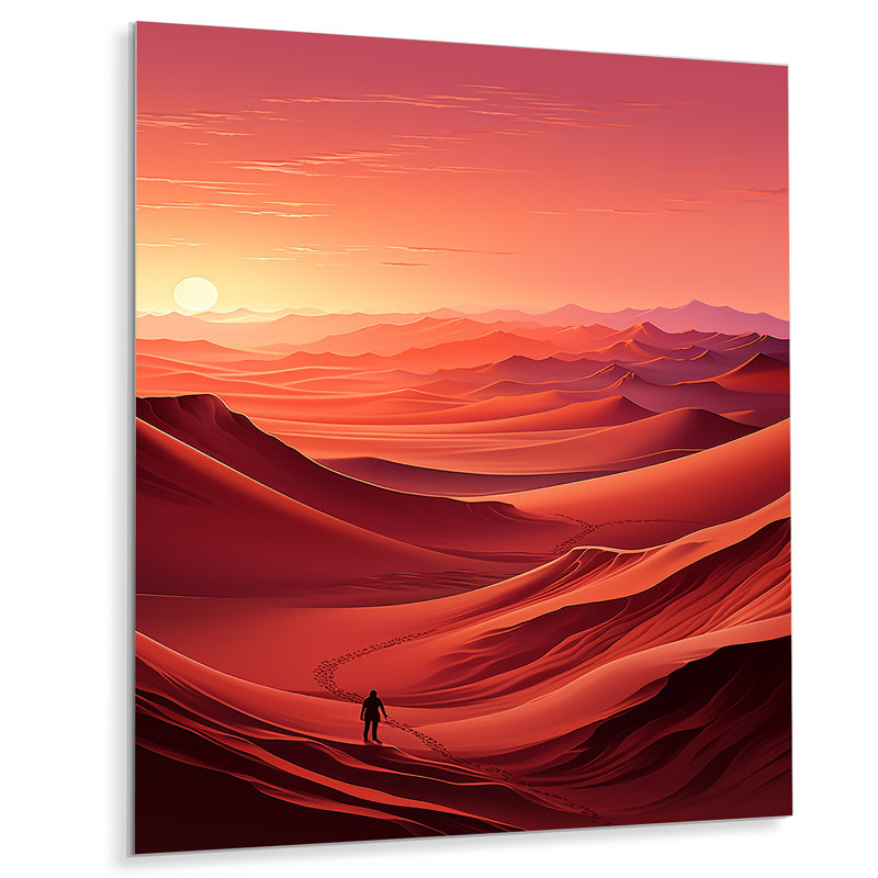 Dunes rouges et jaunes désert II - désert, art mural en métal, H 32 po x l 24 po x P 1 po