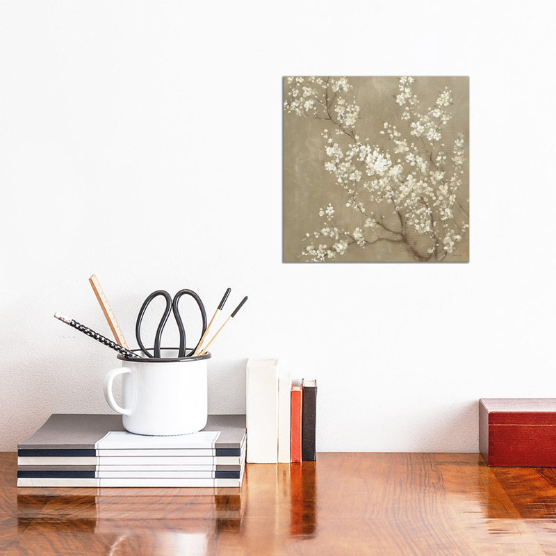 «White Cherry Blossoms II», reproduction d'art sur toile tendue, H 12 po x l 12 po x P 0,75 po, Toile tendue