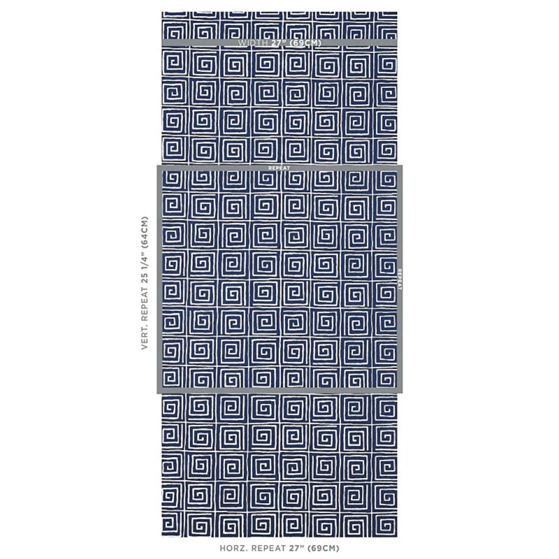 Papier peint Schumacher x Cristina Buckley Trousdale, Bleu minuit