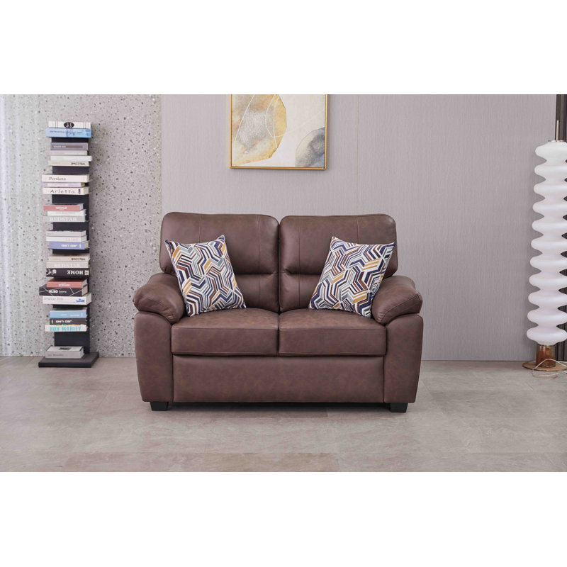 58.7'' Wide Faux Leather  Loveseat, Brown