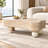 Natural Wood Sculptural Lift-Top Coffee Table with Curved Design for Living Room