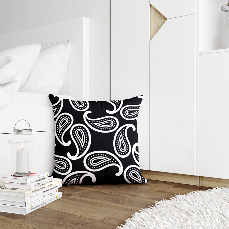 Outdoor Reversible Throw Pillow, 16" x 16", Black