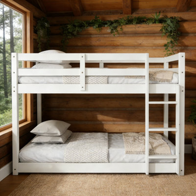 Twin Over Twin Solid Wood Bunk Beds With Ladder