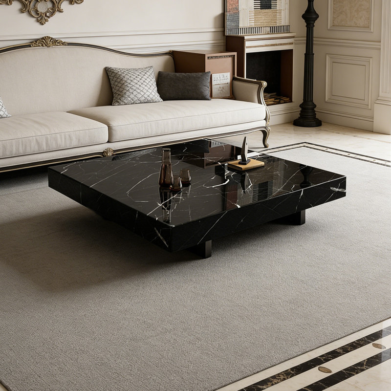 Table basse Minimalist Home, H 11,81 po x L 39,37 po x l 39,37 po, Black/White