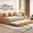 Classic Modern Twin Size Upholstered Platform Daybed With Roll-Out Trundle, Linen Fabric, Sunny Yellow-2109980755-2109980757