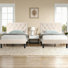 Twin Size Bed Set Upholstered Platform With Adjustable Diamond Tufted Headboard