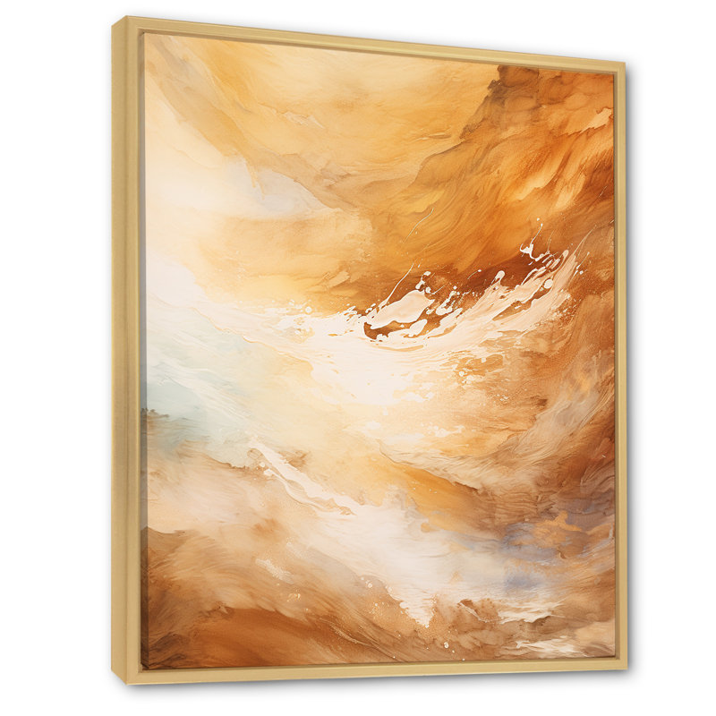 «Beige Sandy Clouds Horizon I», reproduction sur toile, Cadre naturel flottant, H 40 po x l 30 po x P 1,5 po