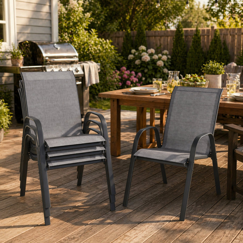 Chaise de patio empilable Modern, Gris