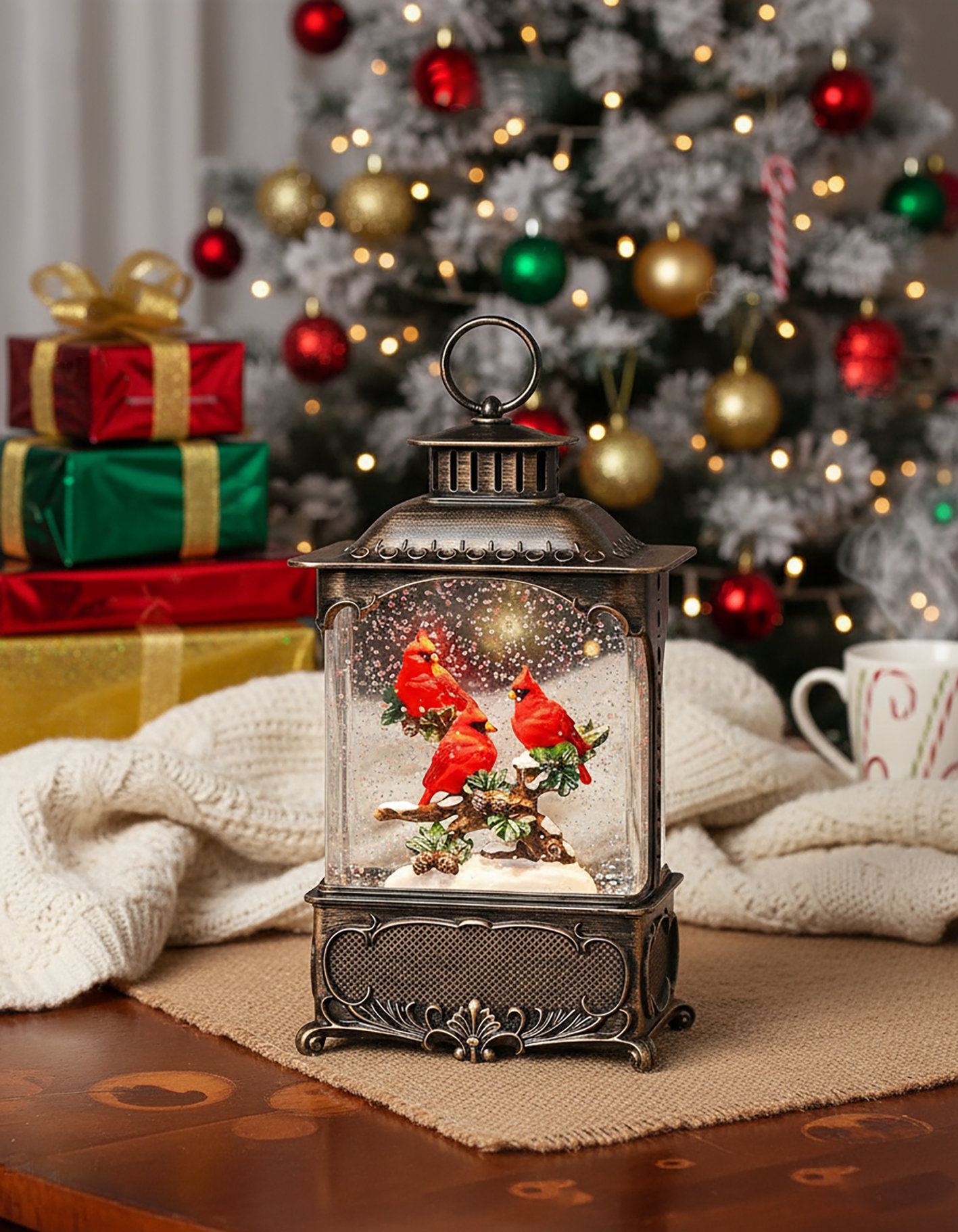 The Holiday Aisle® Cardinal Snow Globe Lantern With Music & Timer ...
