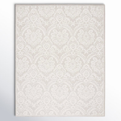 Tansy Silver Ivory Hand-Tufted Floral Wool Rug