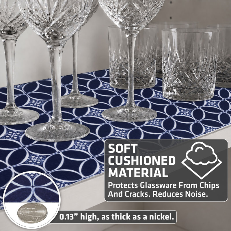 Doublure de tablette et de tiroir de qualité supérieure, tissu rembourré épais, absorbant, imperméable, antidérapant, non adhésif, doublures pour armoires de cuisine, armoires (bleu marine indigo) (12 po x 59 po) (fabrication américaine)