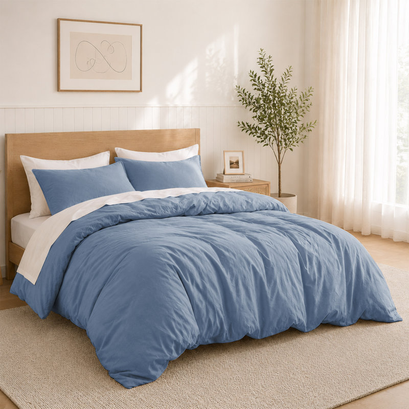 Ensemble de housse de couette 100% coton avec taies décoratives, ensemble de literie toutes saisons respirant doux, simple