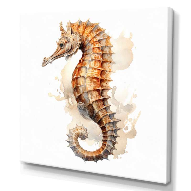Corail hippocampe II - animaux, art mural sur toile, H 16 po x l 16 po, Toile tendue