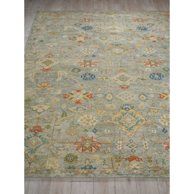 Oxford Hand-knotted Ghazni Wool, Light Blue Area Rug